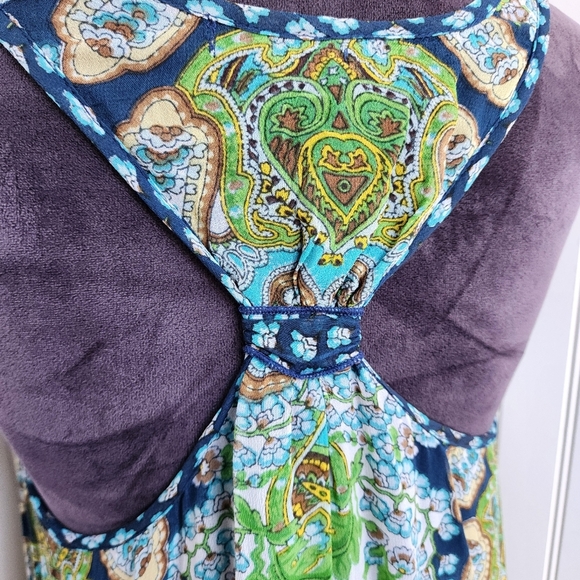 Patrons of Peace Sleeveless Shift Dress Handkerchief Boho Hi- Low Racerback L - Picture 8 of 13